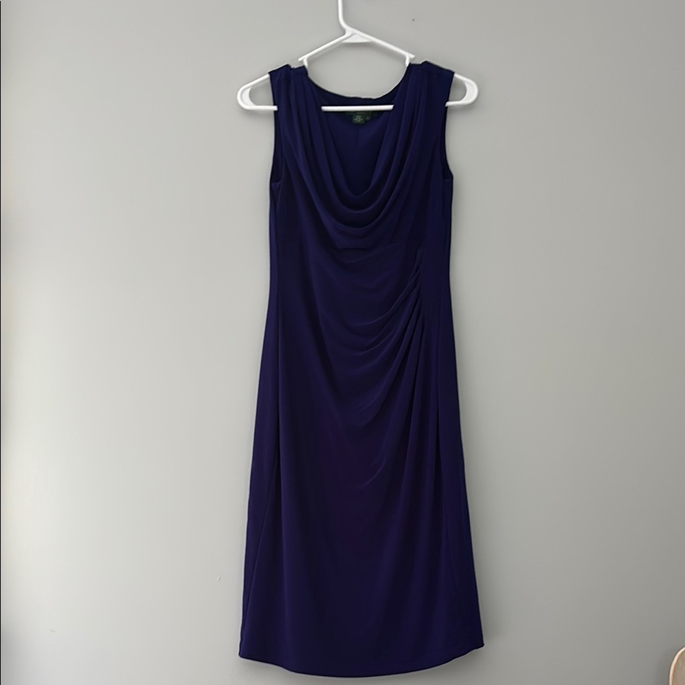 Lauren Ralph Lauren Blue Ruched Sheath Midi Dress